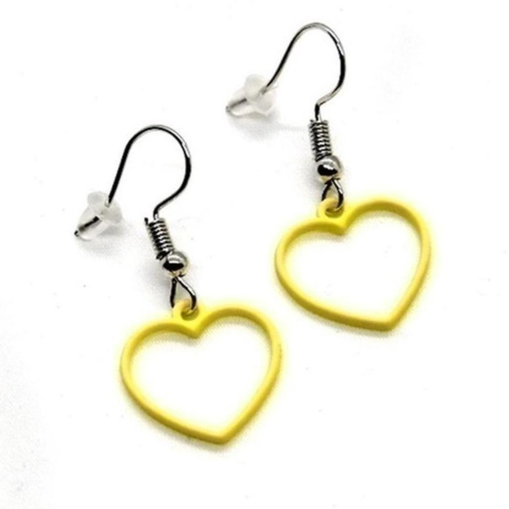 Yellow Minimal Heart Earrings